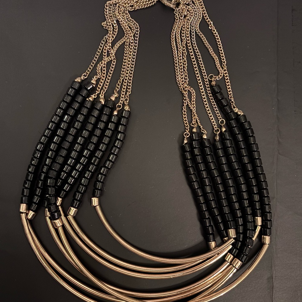 Chic Black and Gold Accent Necklace